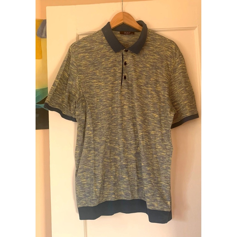 BUKE 1934 Mens XXL Mercerized Cotton Polo Shirt Blue Space Dye Made in Turkey